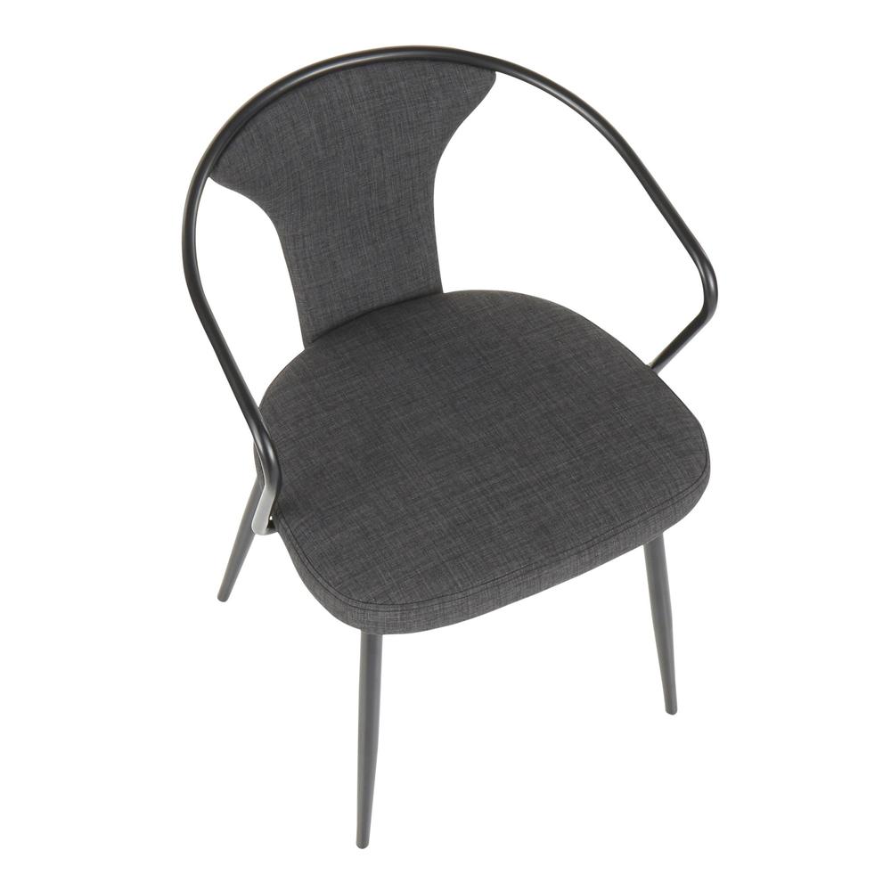 Waco Industrial Upholstered Chair in Black Metal and Dark Grey Fabric.. Picture 6