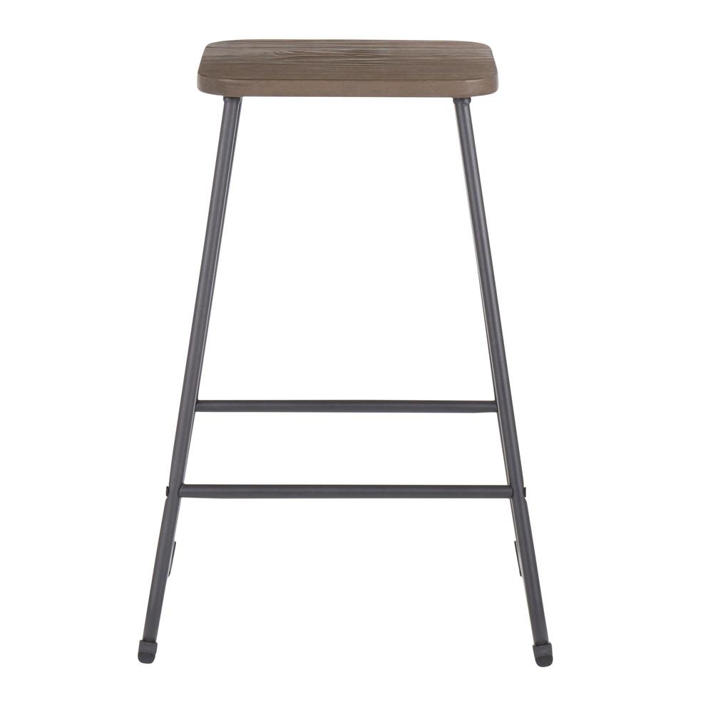 Zac Industrial Counter Stool in Black Metal and Espresso Wood - Set of 2. Picture 5