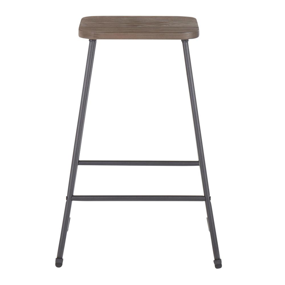 Zac Industrial Counter Stool in Black Metal and Espresso Wood - Set of 2. Picture 6