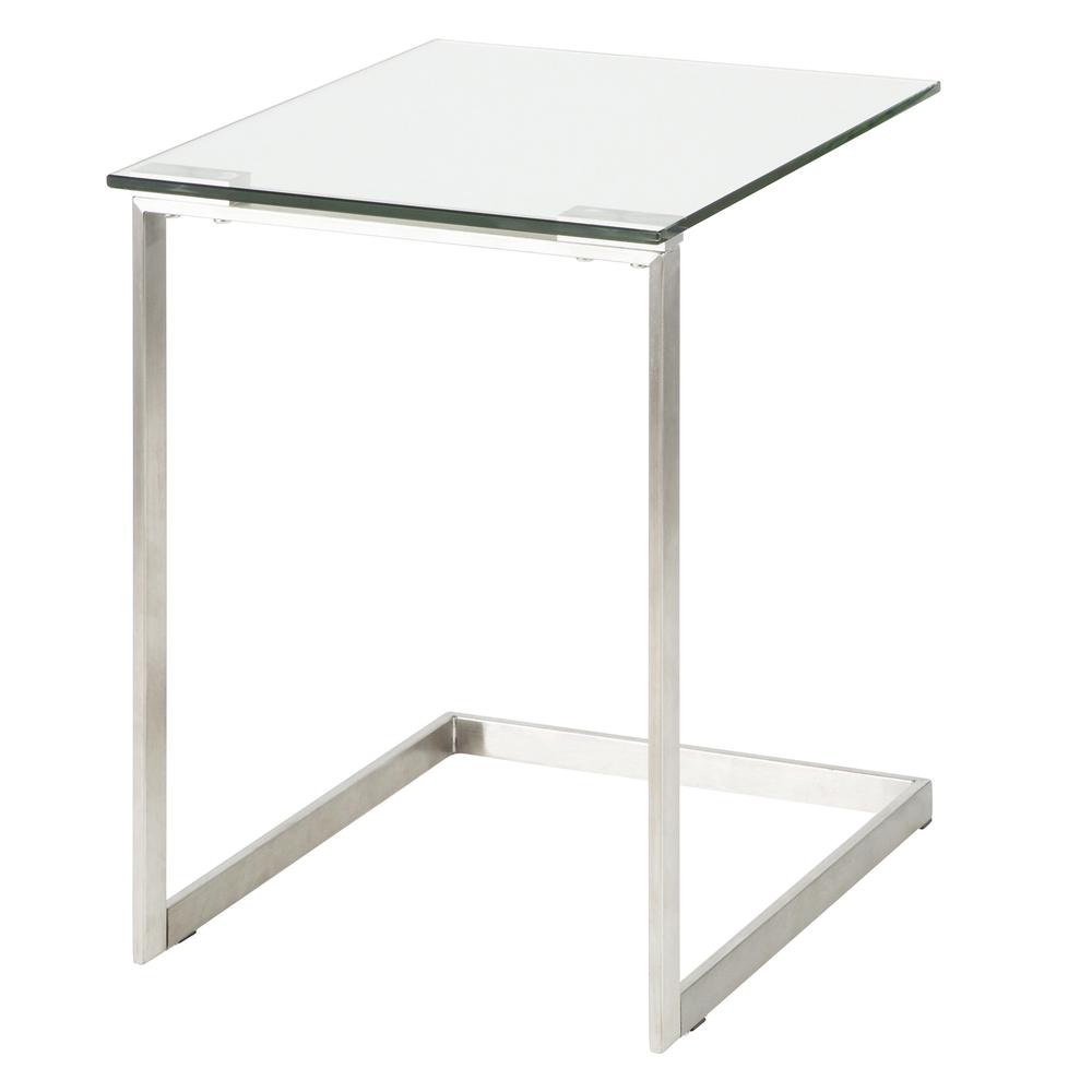 Zenn Contemporary End Table with Clear Glass. Picture 3