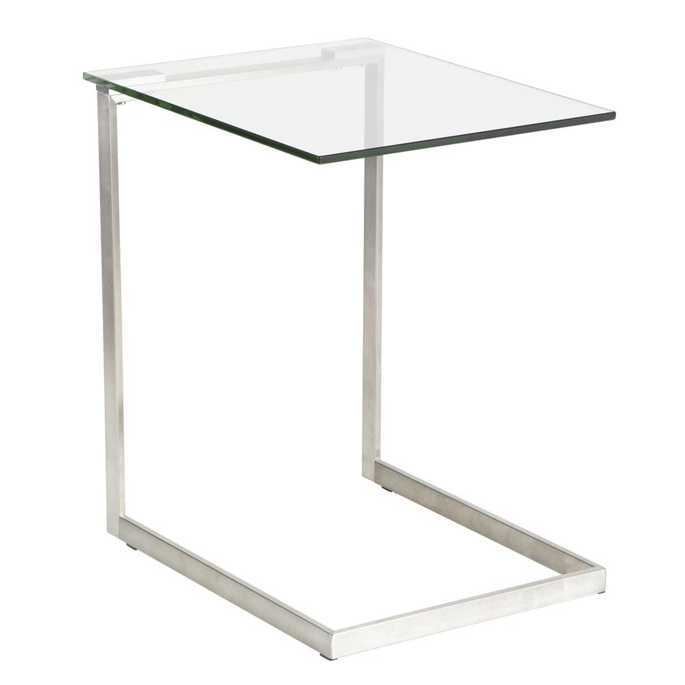Zenn Contemporary End Table with Clear Glass. Picture 1