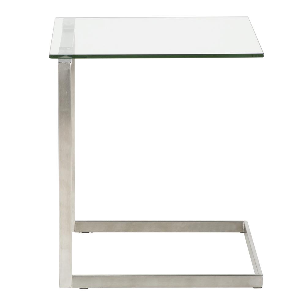 Zenn Contemporary End Table with Clear Glass. Picture 2
