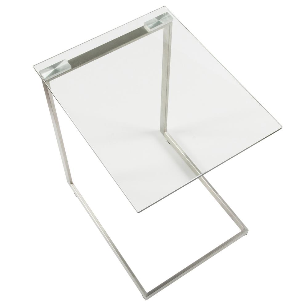Zenn Contemporary End Table with Clear Glass. Picture 6