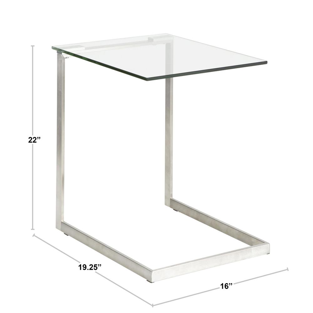 Zenn Contemporary End Table with Clear Glass. Picture 7