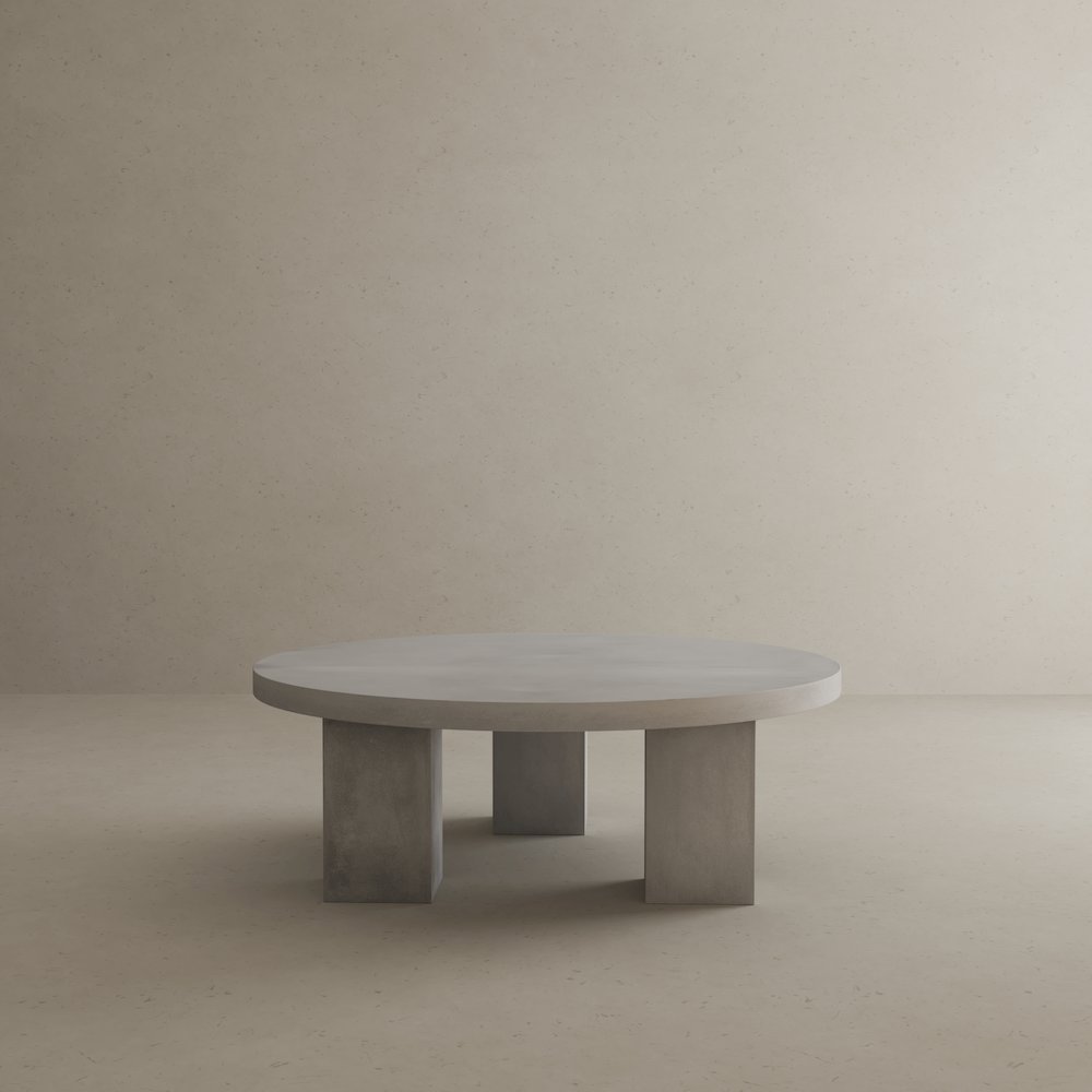 Ella Round Coffee Table Small In Ivory Concrete. Picture 5