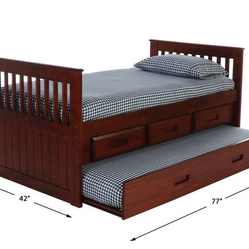 Twin Mission Rake Bed W/3 Drawer Elevation Kit And Twin Trundle. Picture 5