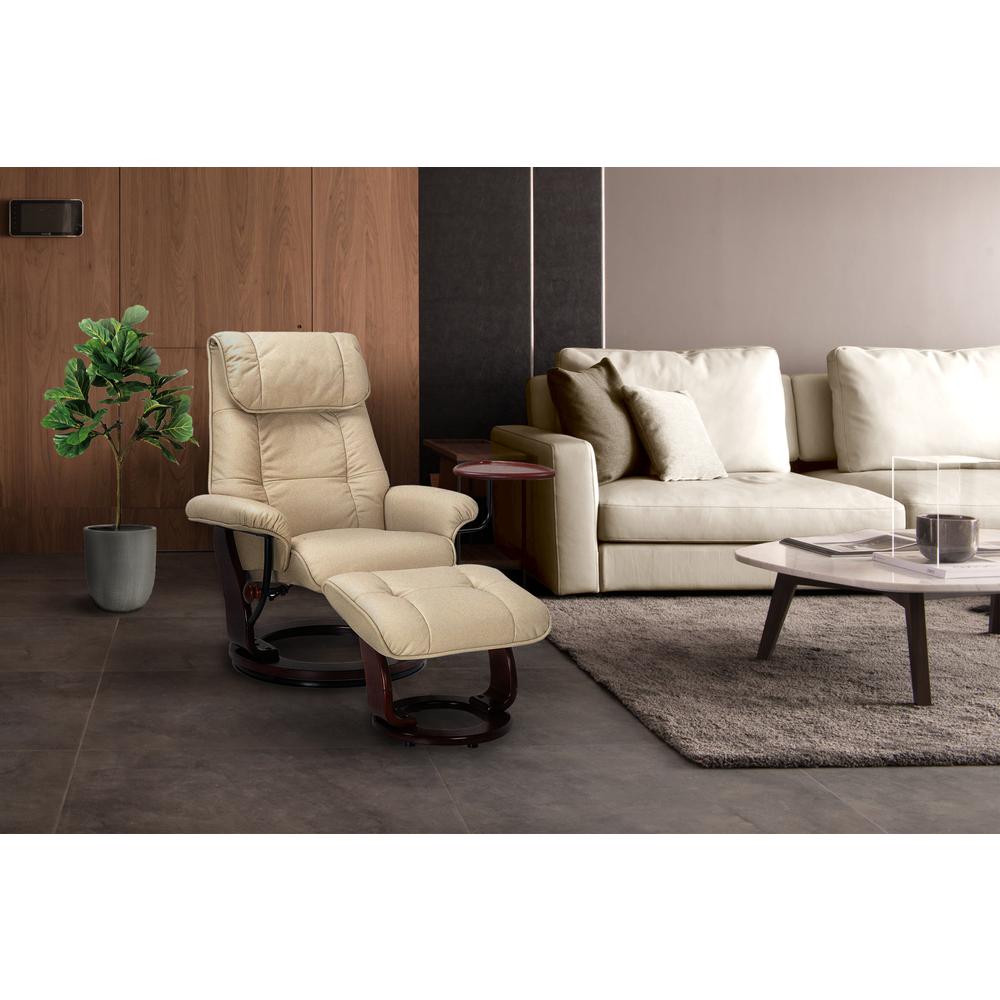 Scandinavian / European-styled recliner and ottoman in Taupe. Picture 2