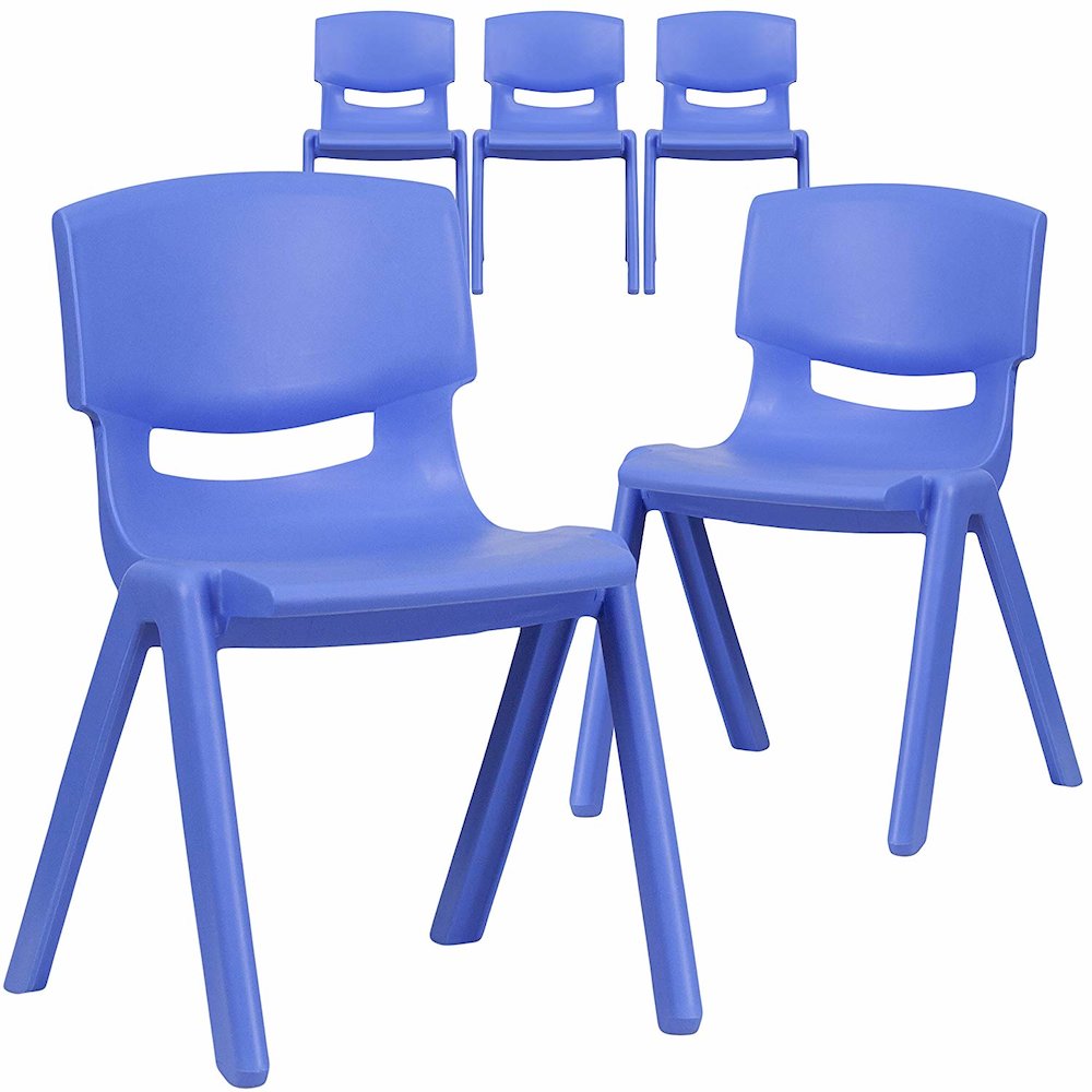 Blue Plastic Stackable School Chair with 13.25'' Seat Height pack of 5. Picture 1