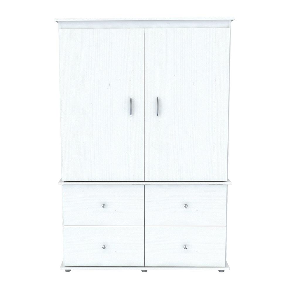 White Finish Wood Four Drawer Armoire Dresser - 249837. Picture 2