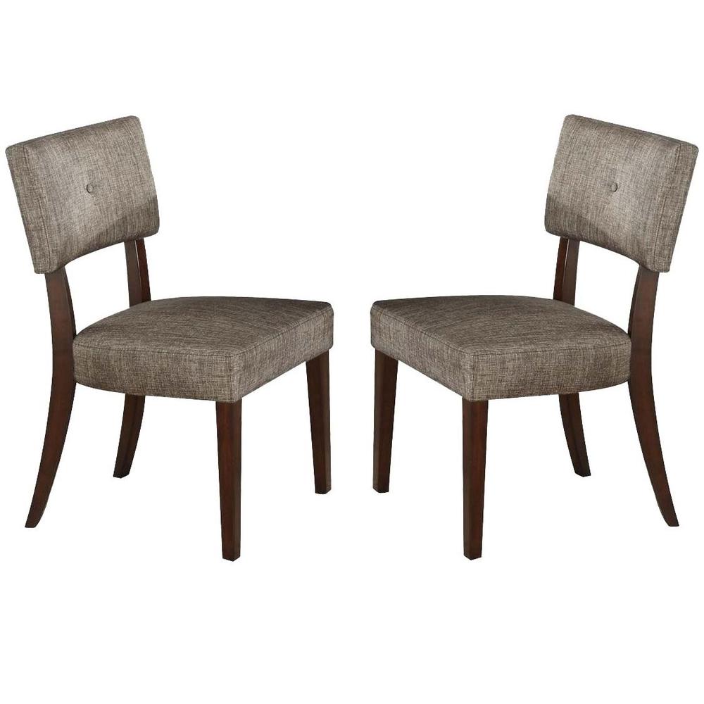 20" X 20" X 36" 2pc Gray Fabric And Espresso Side Chair - 285531. Picture 2