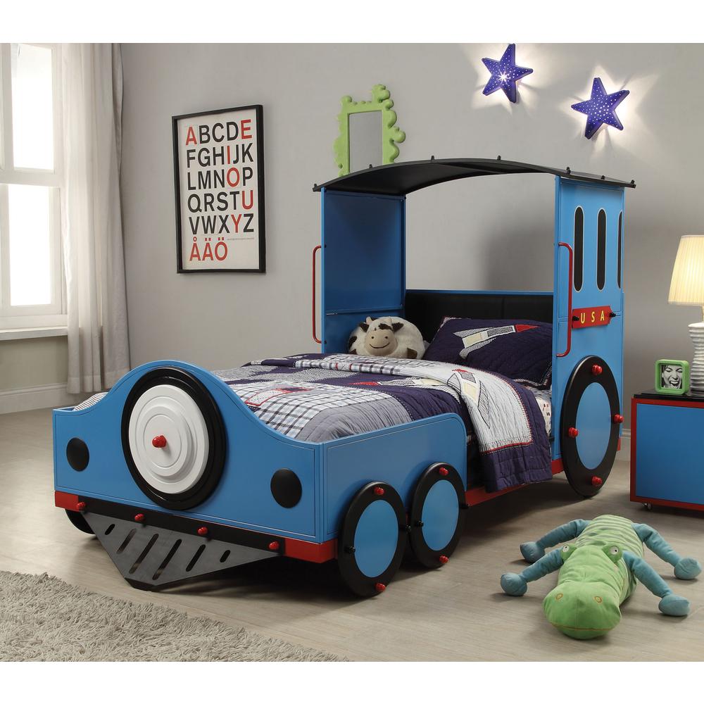 83" X 44" X 51" Blue, Red, And Black Train Metal Twin  Bed - 285620. Picture 5