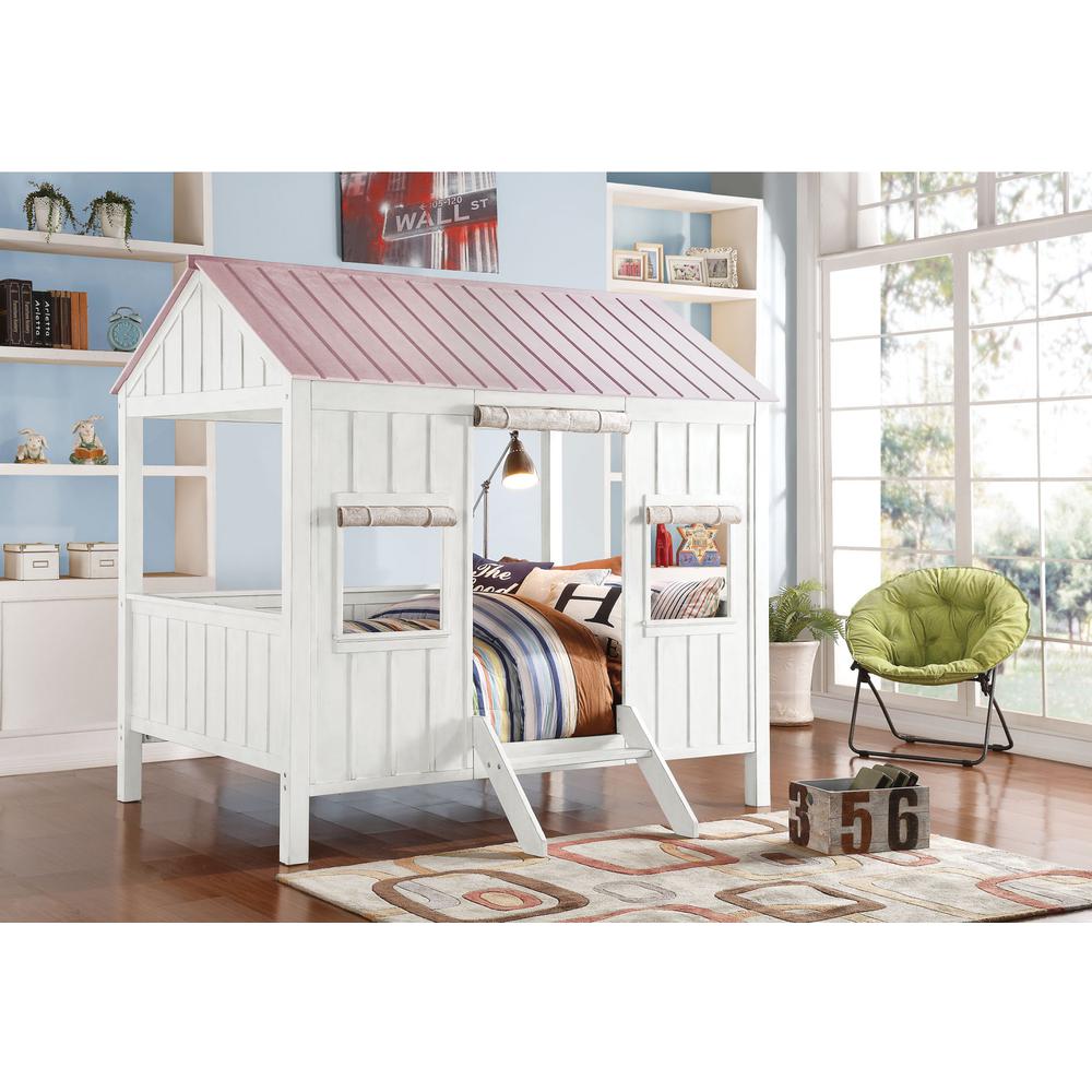 84" X 59" X 77" White And Pink Cottage Full Bed - 285632. Picture 4