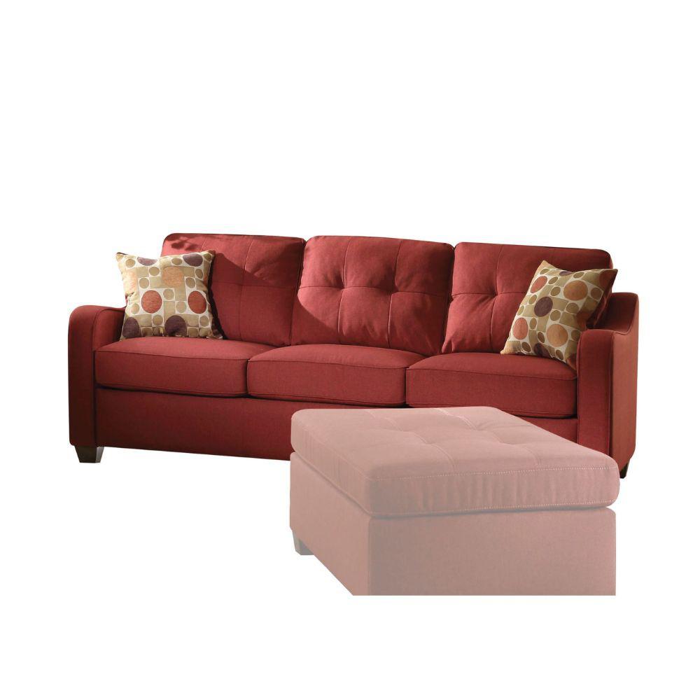 84" X 31" X 35" Red Linen Sofa With 2 Pillows - 285664. Picture 4