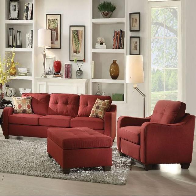 84" X 31" X 35" Red Linen Sofa With 2 Pillows - 285664. Picture 5