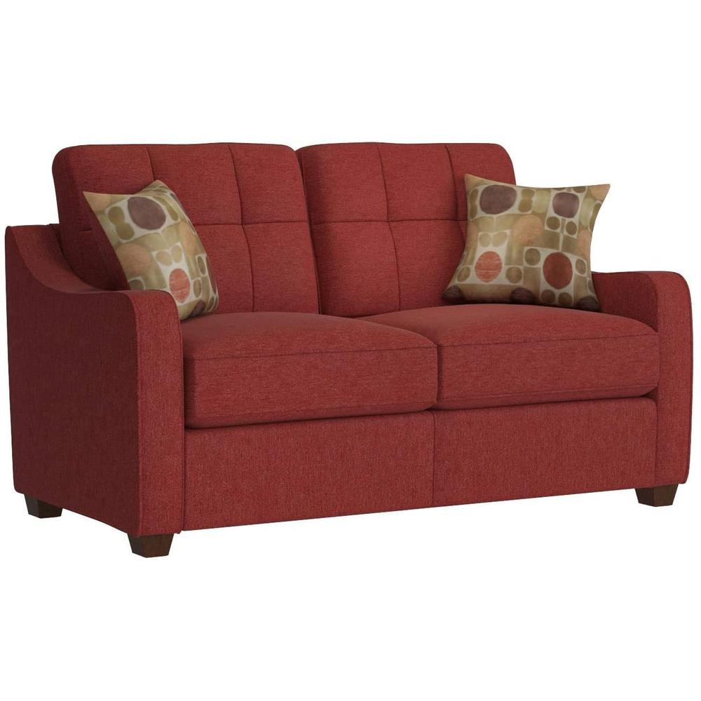 59" X 31" X 35" Red Linen Loveseat With 2 Pillows - 285665. Picture 2