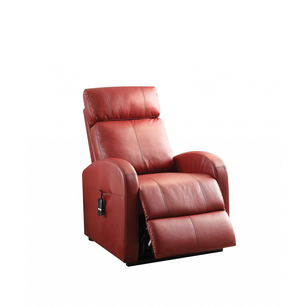 Faux Leather Power Motion Lift Recliner in Red - 285713. Picture 3