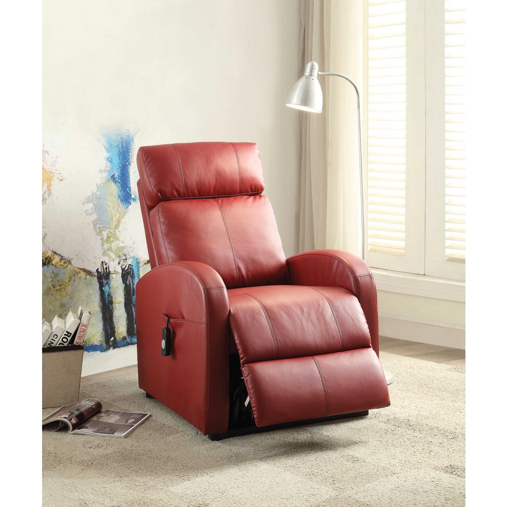 Faux Leather Power Motion Lift Recliner in Red - 285713. Picture 4