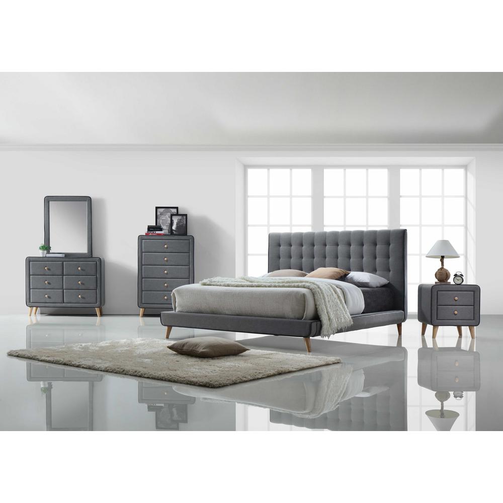 89" X 85" X 46" Light Gray Fabric King Bed - 285878. Picture 4