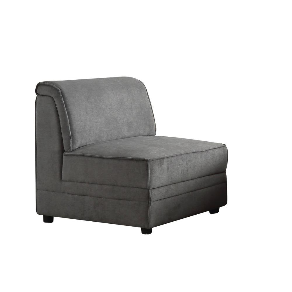 30" X 34" X 33" Gray Velvet Reversible Armless Chair - 285966. Picture 4