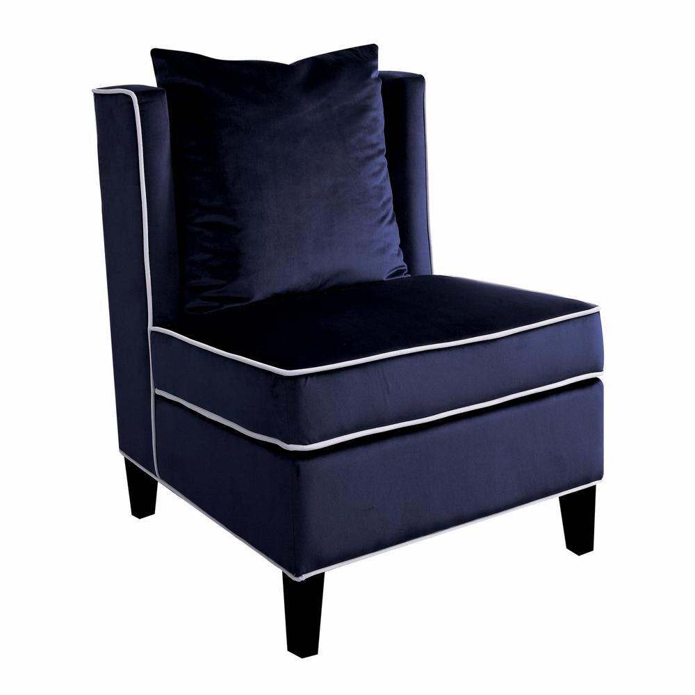 29" X 32" X 39" Dark Blue Velvet Accent Chair - 286191. Picture 2