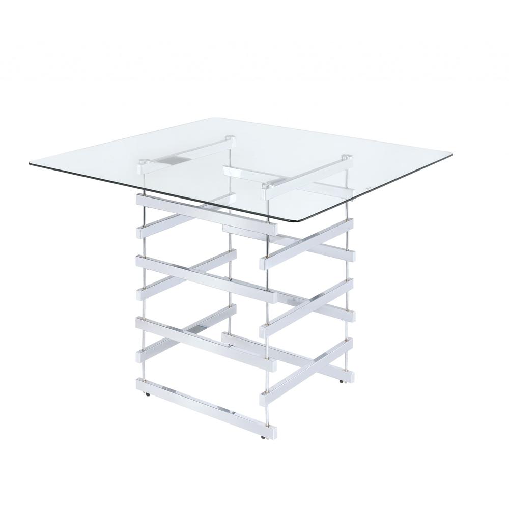 42" X 42" X 36" Clear Glass And Chrome Counter Height Table - 286227. Picture 2