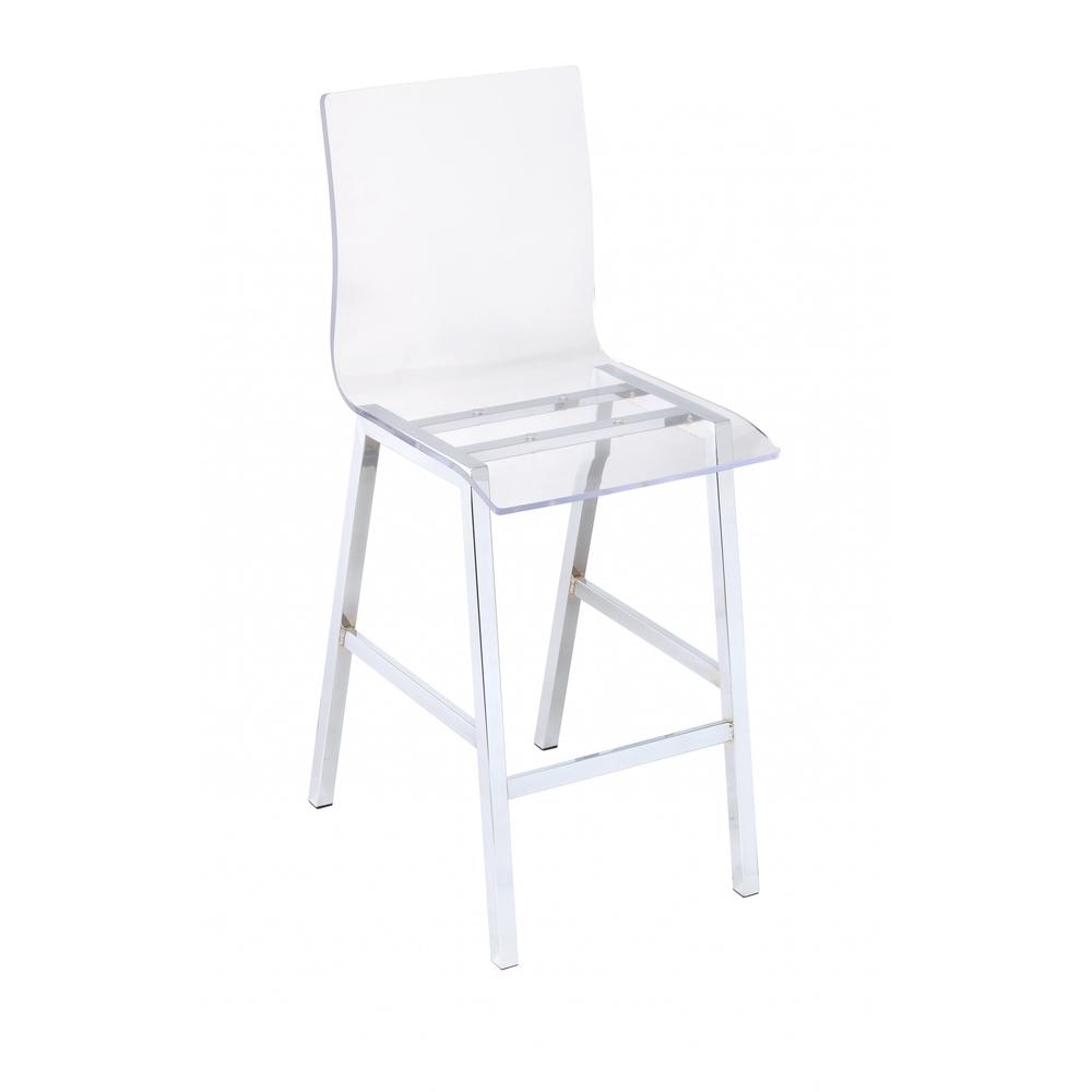 19" X 16" X 39" Acrylic And Chrome Counter Height Chair - 286228. Picture 2