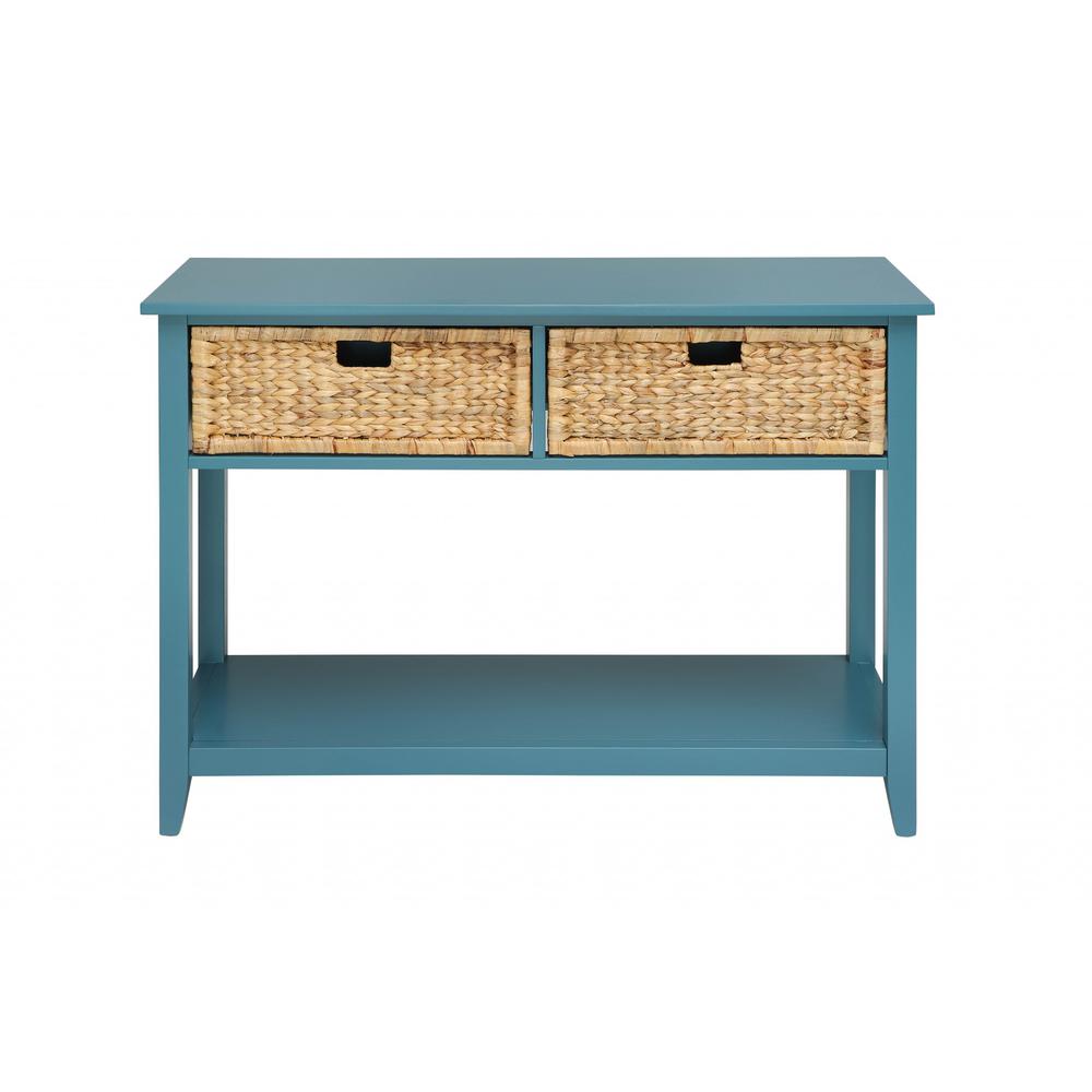 44" X 16" X 28" Teal Solid Wood Leg Console Table - 286387. Picture 2