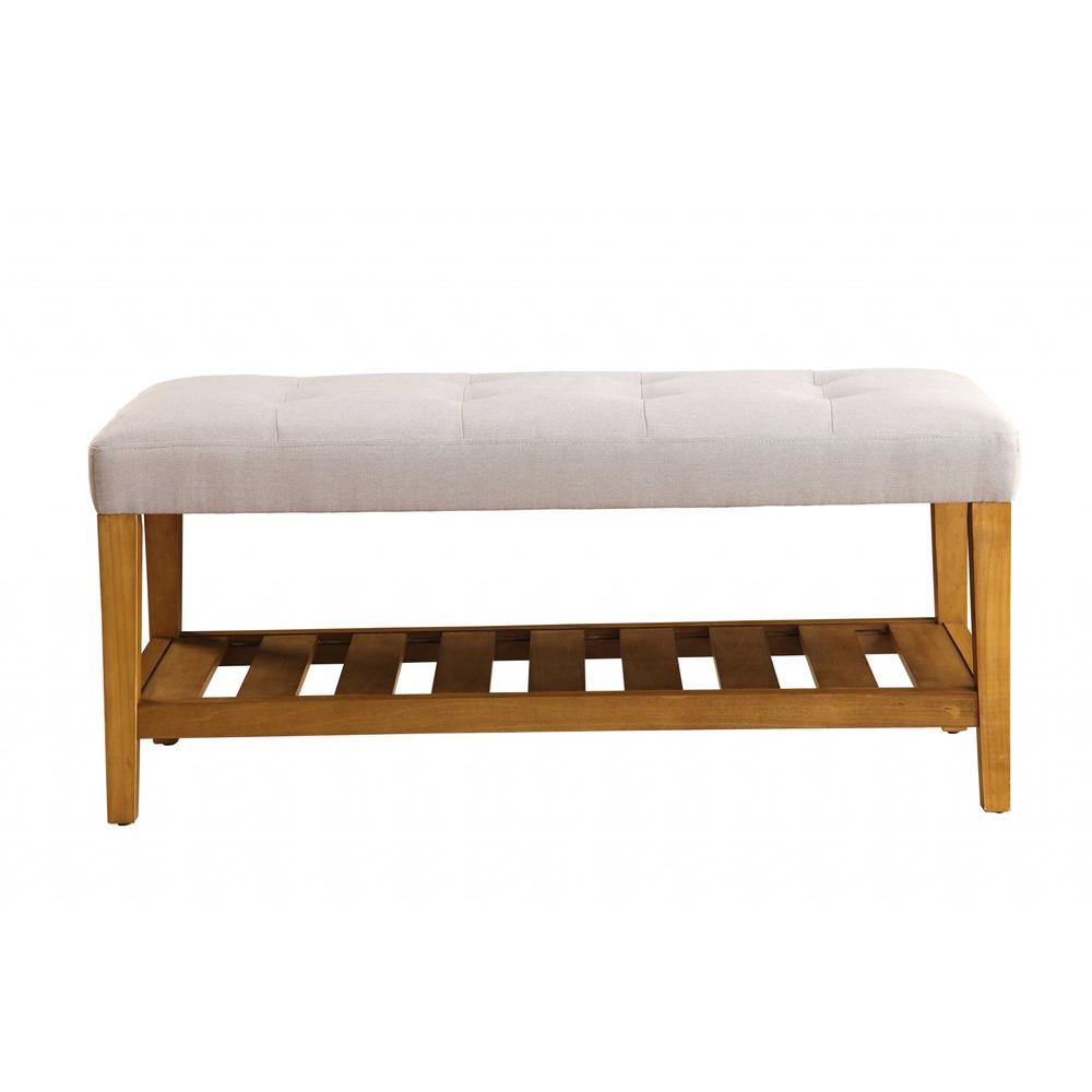 40" X 16" X 18" Light Gray And Oak Simple Bench - 286429. Picture 2