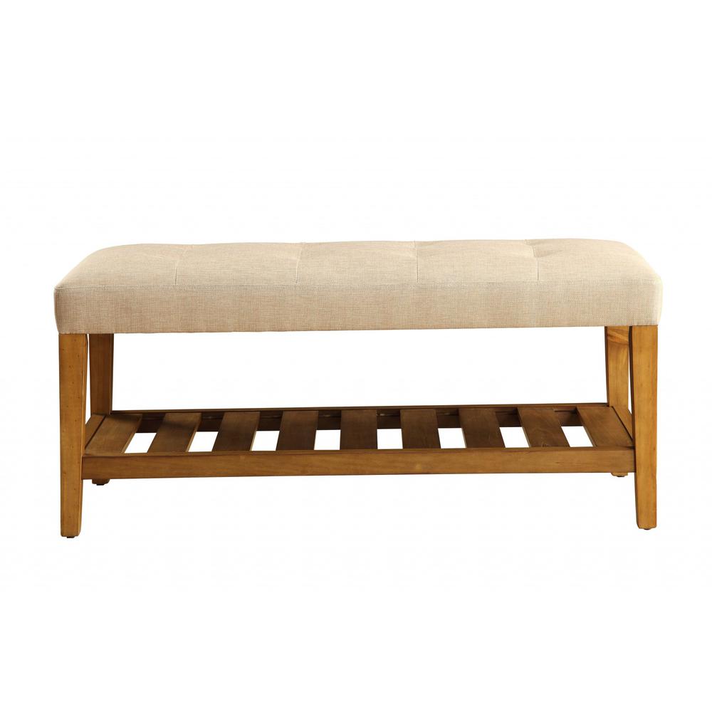 40" X 16" X 18" Beige And Oak Simple Bench - 286430. Picture 2