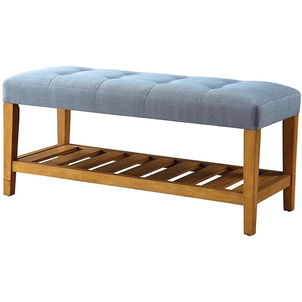 40" X 16" X 18" Blue And Oak Simple Bench - 286431. Picture 2