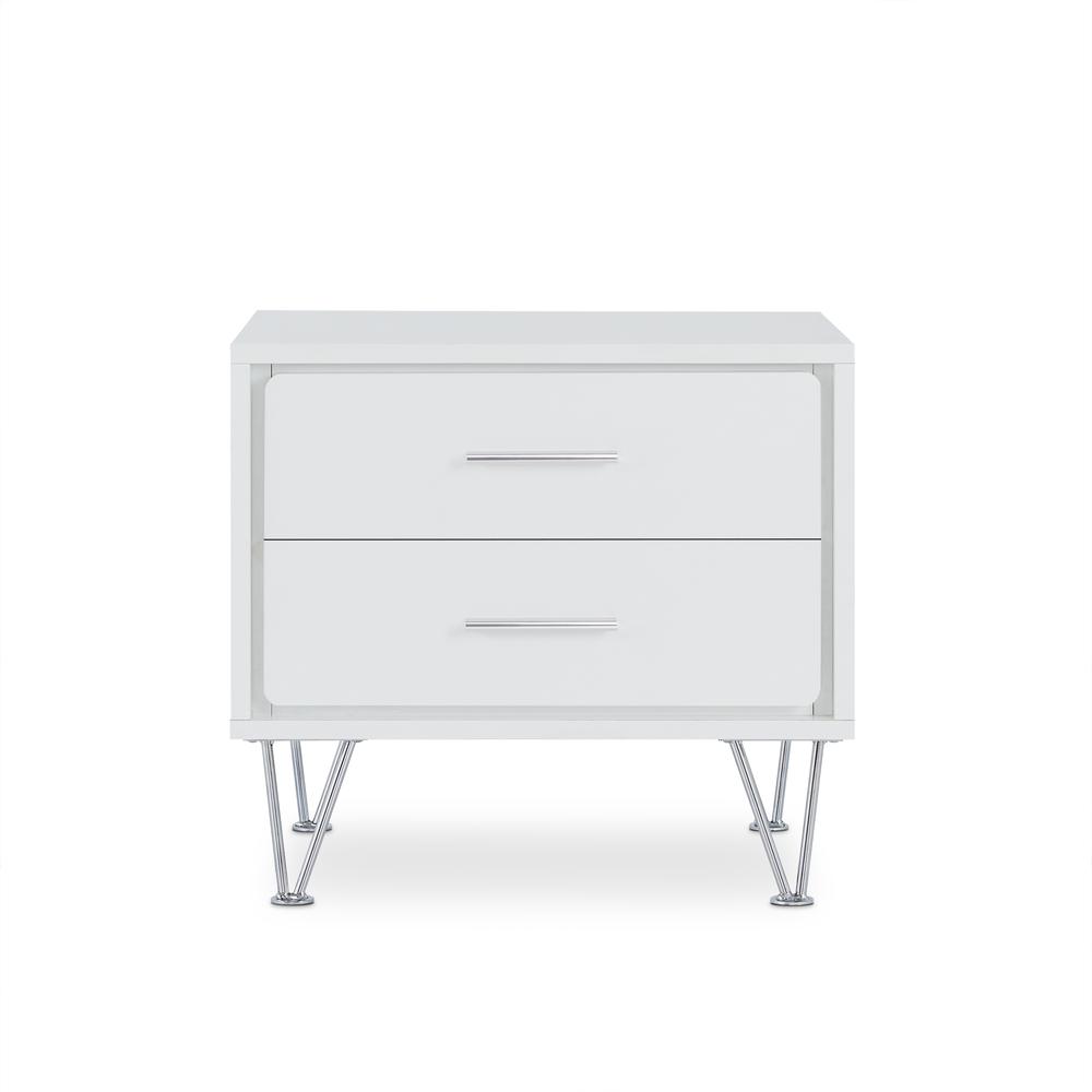 2 White Wooden Drawer Chrome Nightstand - 286439. Picture 6