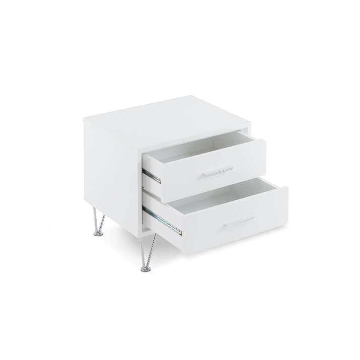 2 White Wooden Drawer Chrome Nightstand - 286439. Picture 8