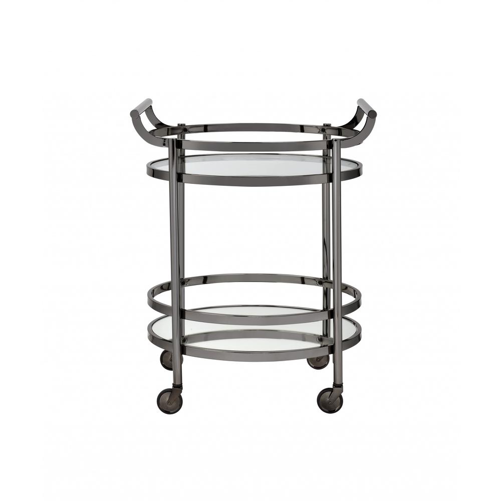 27" X 19" X 34" Clear Glass And Black Nickel Serving Cart - 286458. Picture 2
