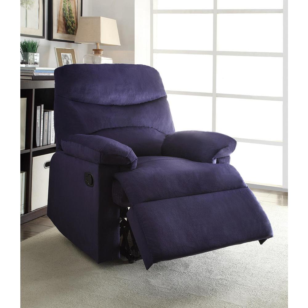 Blue Woven Fabric Upholstered Recliner with Knock Down Back - 286519. Picture 2