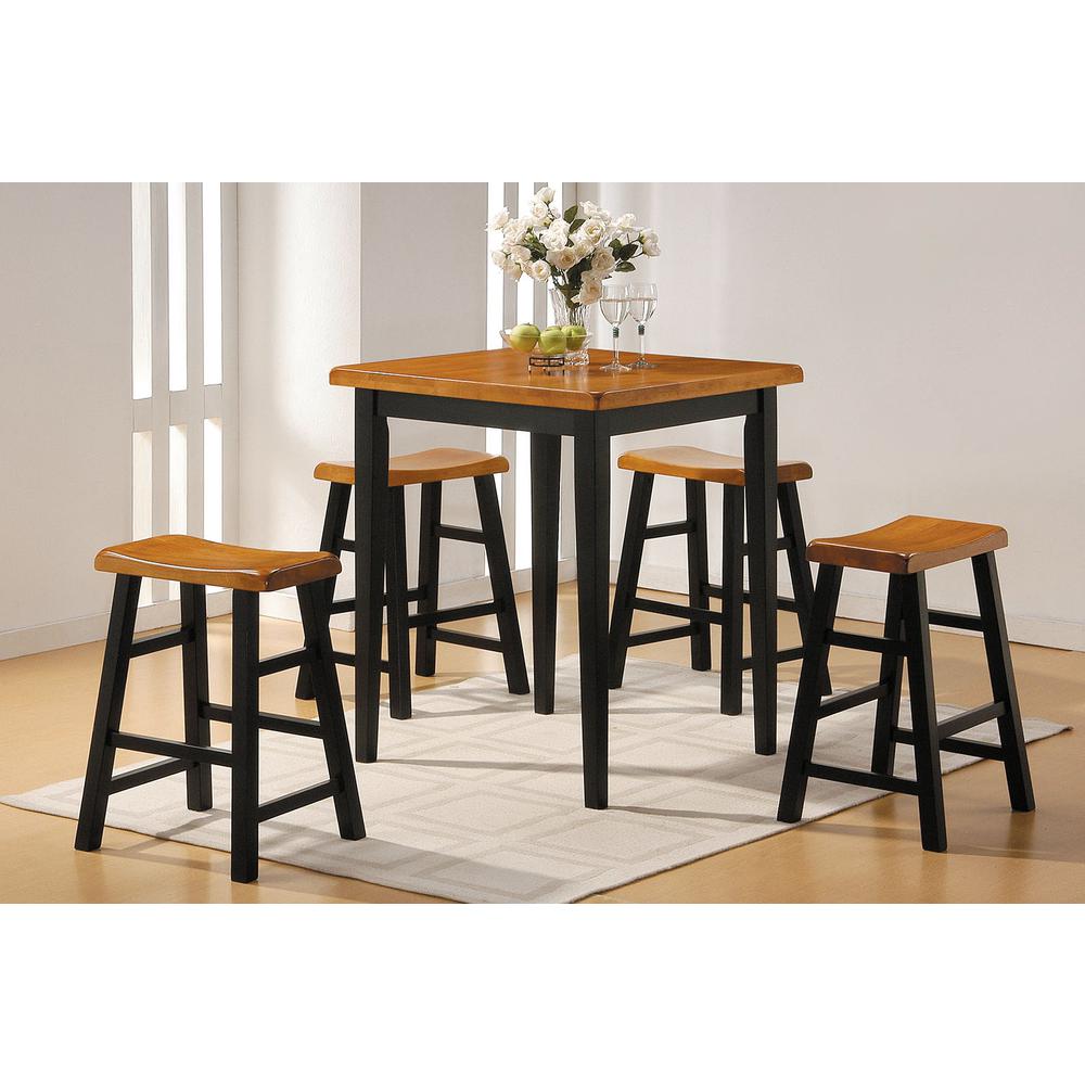 36" X 36" X 36" 5pc Oak & Black Rubber Wood Counter Height Set - 286545. Picture 3