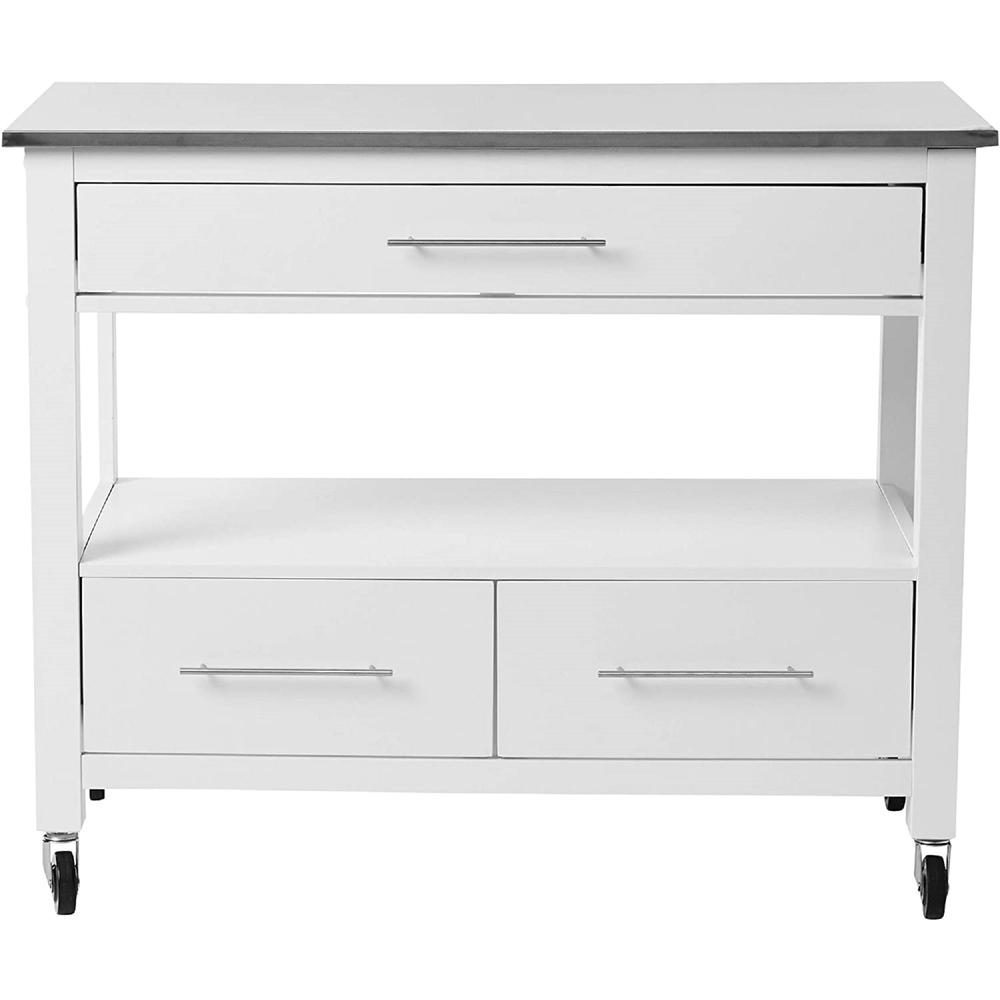 White and Stainless Rolling Kitchen Island or Bar Cart - 286679. Picture 6