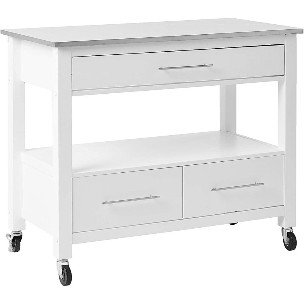 White and Stainless Rolling Kitchen Island or Bar Cart - 286679. Picture 7