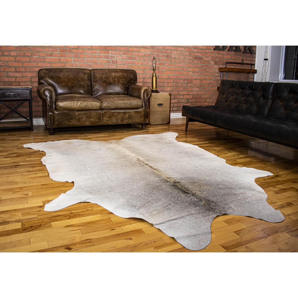 72" x 84" Natural and Light Gray Cowhide  Area Rug - 293178. Picture 8