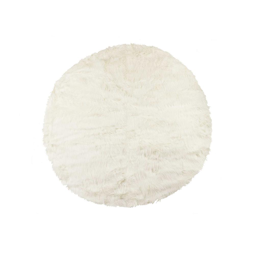 72" Off White Circular Faux Fur Area Rug - 317207. Picture 4