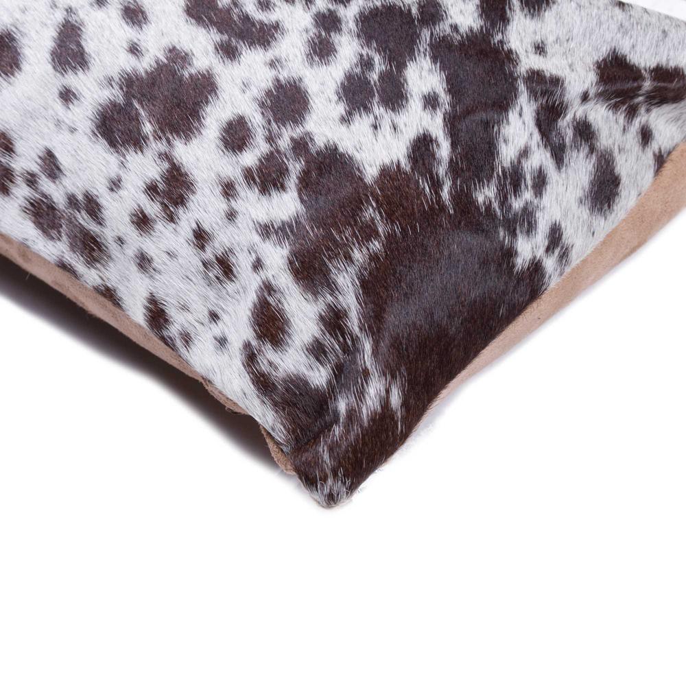 18" x 18" x 5" Salt And Pepper Chocolate And White Cowhide  Pillow - 317286. Picture 4