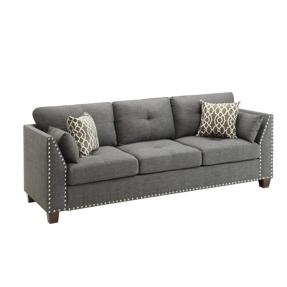 81" X 31" X 35" Light Charcoal Linen Sofa w/4 Pillows - 318811. Picture 3