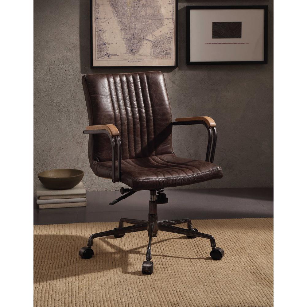 22" X 26" X 35-3" Distressed Chocolate Top Grain Leather Executive Office Chair - 319064. Picture 8