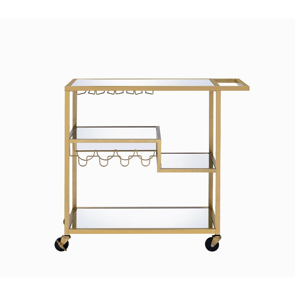 40" X 16" X 37" Gold And Clear Glass Serving Cart - 319143. Picture 7