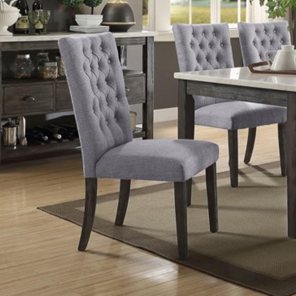 21" X 25" X 45" 2pc Gray Fabric And Gray Oak Side Chair - 319146. Picture 6