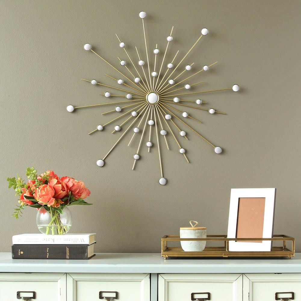 Shimmering Gold Metal Mirror Burst Wall Decor - 321179. Picture 6