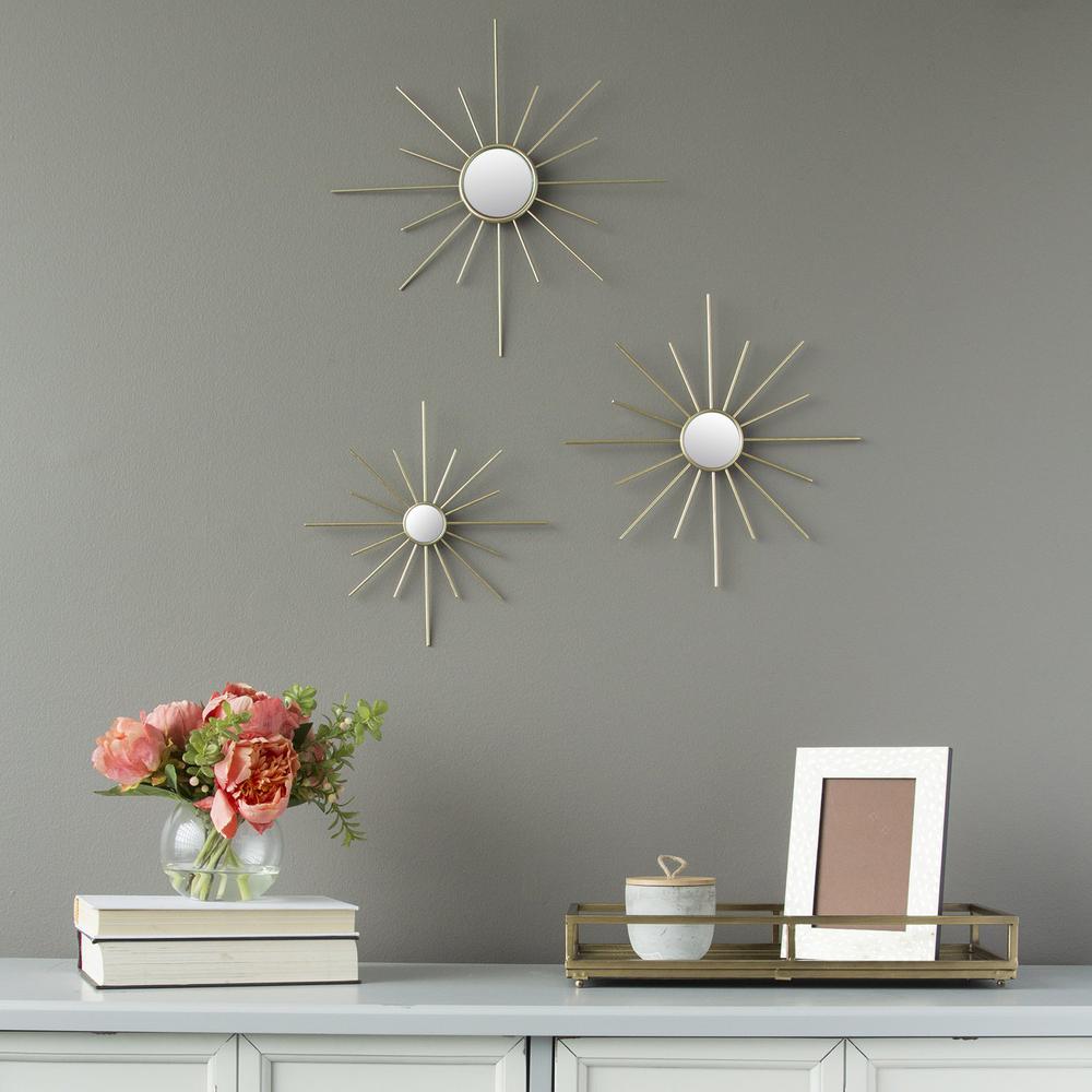 S 3 Gold Mirror Burst Metal Wall Decor - 321180. Picture 6