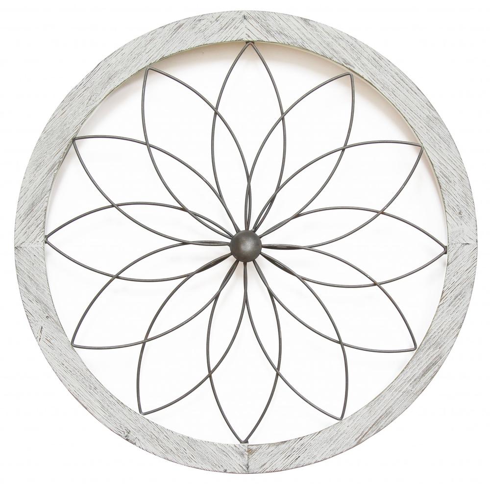 Distressed Chic Flower Metal and Wood Wall Decor - 321205. Picture 5