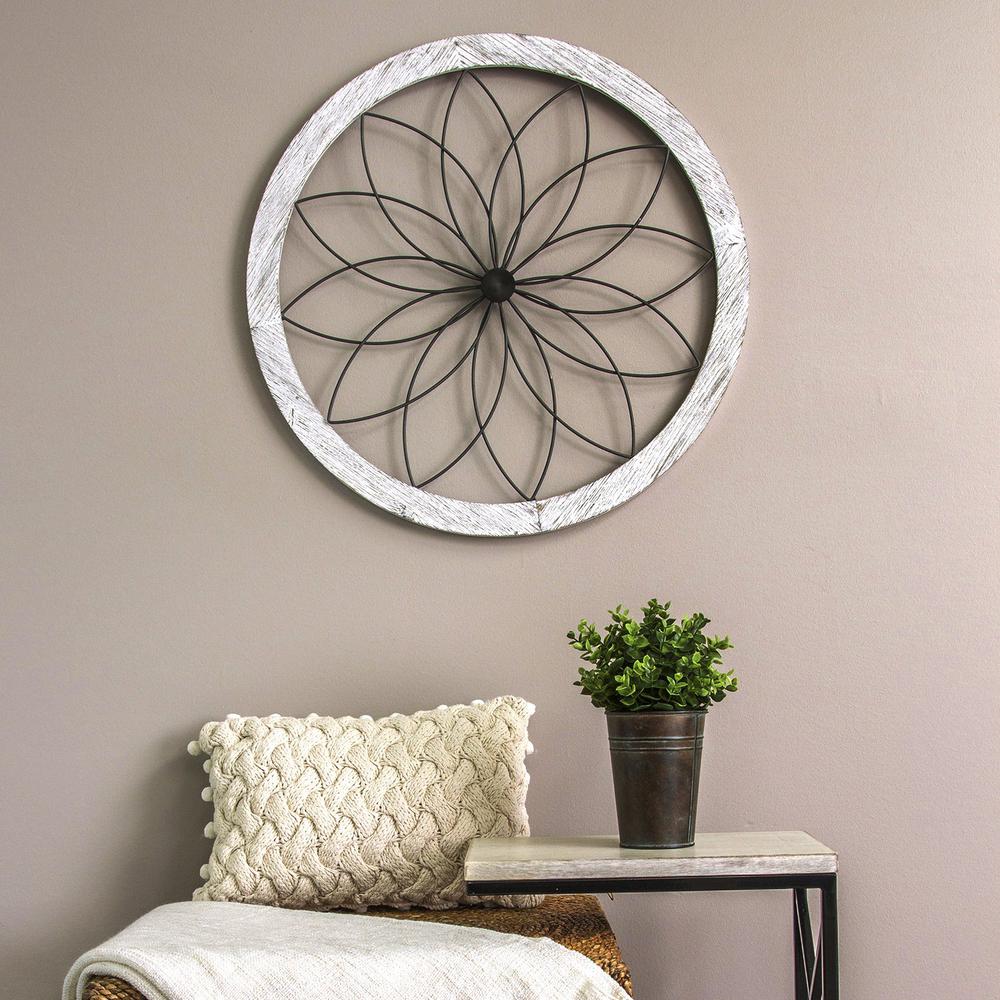 Distressed Chic Flower Metal and Wood Wall Decor - 321205. Picture 6