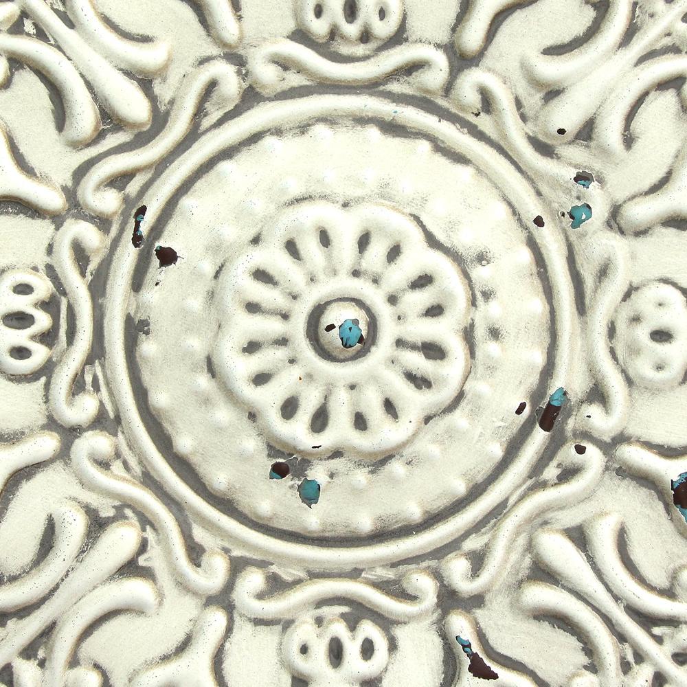 Small White Medallion Distressed Metal Wall Decor - 321237. Picture 7