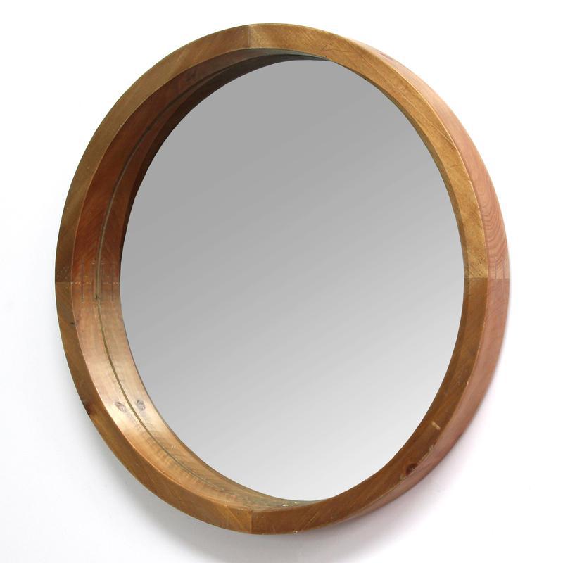 20" Chic Round Wood Framed Wall Mirror - 321298. Picture 8